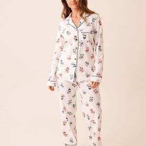 La Vie En Rose White Kitten Print Pajama Set